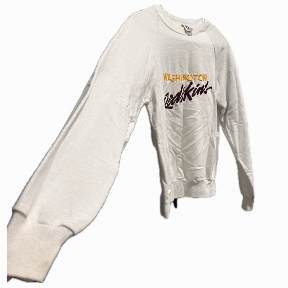 White Washington Redskins Script Embroidered Crewneck - Picture 3 of 7
